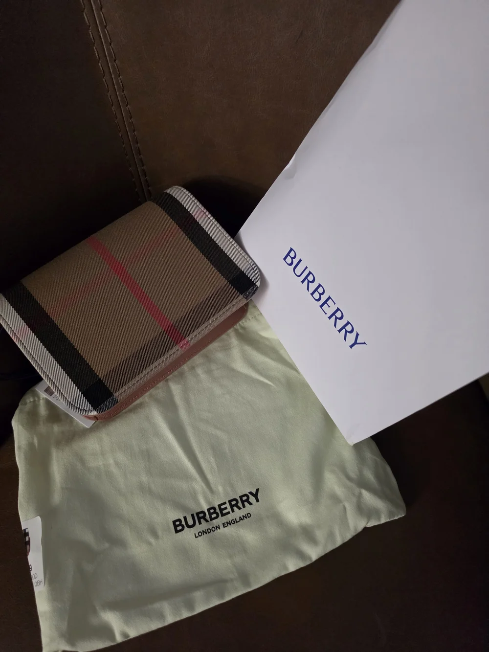 Burberry Beige Vintage Check with Pink Leather Crossbody